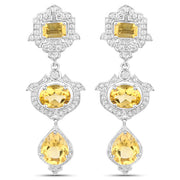 Bids.com 6.63 Carat Genuine Citrine and White Topaz .925 Sterling Silver Earrings Earrings White Smoke Default Title