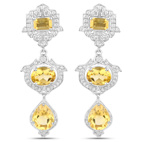 Bids.com 6.63 Carat Genuine Citrine and White Topaz .925 Sterling Silver Earrings Earrings White Smoke Default Title