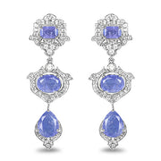 Bids.com 7.73 Carat Genuine Tanzanite and White Topaz .925 Sterling Silver Earrings Earrings White Smoke Default Title