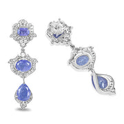 Bids.com 7.73 Carat Genuine Tanzanite and White Topaz .925 Sterling Silver Earrings Earrings White Smoke