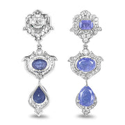 Bids.com 7.73 Carat Genuine Tanzanite and White Topaz .925 Sterling Silver Earrings Earrings White Smoke
