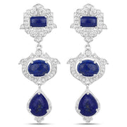 Bids.com 9.37 Carat Genuine Lapis and White Topaz .925 Sterling Silver Earrings Earrings White Smoke Default Title