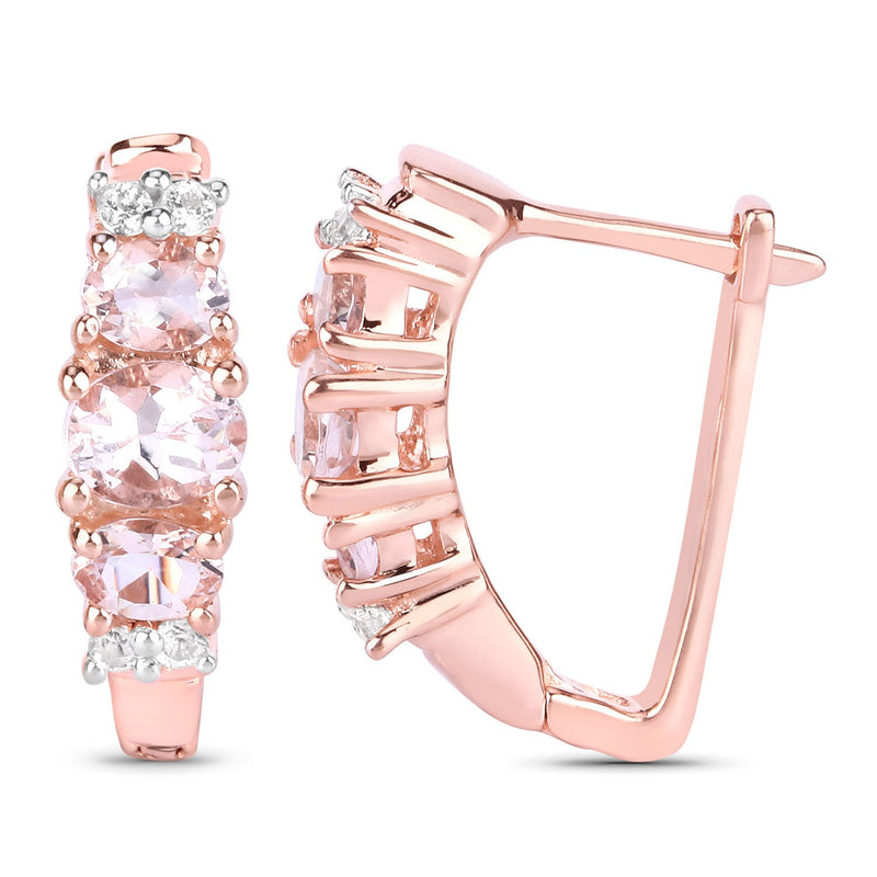 Bids.com 1.32 Carat Genuine Morganite and White Topaz .925 Sterling Silver Earrings Earrings White Smoke