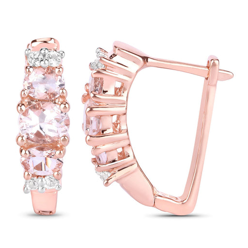 Bids.com 1.32 Carat Genuine Morganite and White Topaz .925 Sterling Silver Earrings Earrings White Smoke