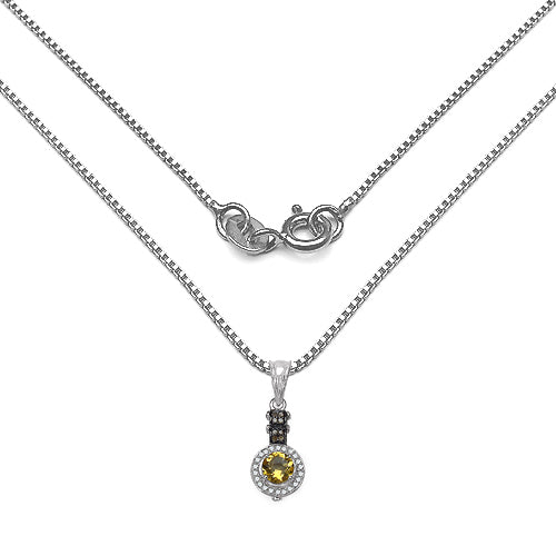 Bids.com 1.00 Carat Genuine Citrine, Champagne Diamond & White Diamond .925 Sterling Silver Pendant Pendants White Smoke