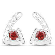 Bids.com 0.44 Carat Genuine Garnet .925 Sterling Silver Earrings Earrings White Smoke Default Title