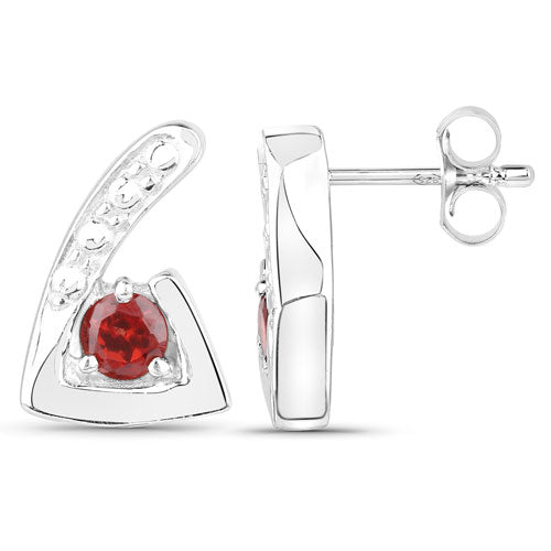 Bids.com 0.44 Carat Genuine Garnet .925 Sterling Silver Earrings Earrings White Smoke