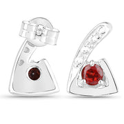 Bids.com 0.44 Carat Genuine Garnet .925 Sterling Silver Earrings Earrings White Smoke