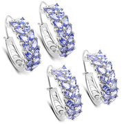 Bids.com 3.92 Carat Genuine Tanzanite .925 Sterling Silver Earrings Earrings White Smoke Default Title