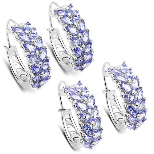 Bids.com 3.92 Carat Genuine Tanzanite .925 Sterling Silver Earrings Earrings White Smoke Default Title