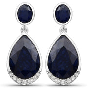 Bids.com 7.90 Carat Dyed Sapphire and White Diamond .925 Sterling Silver Earrings Earrings White Smoke