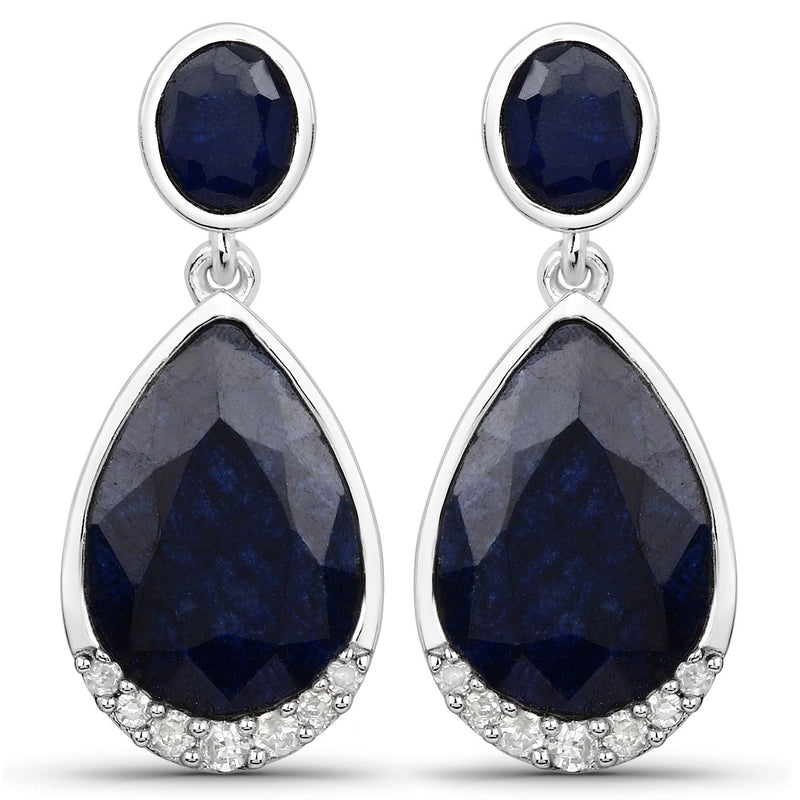 Bids.com 7.90 Carat Dyed Sapphire and White Diamond .925 Sterling Silver Earrings Earrings White Smoke