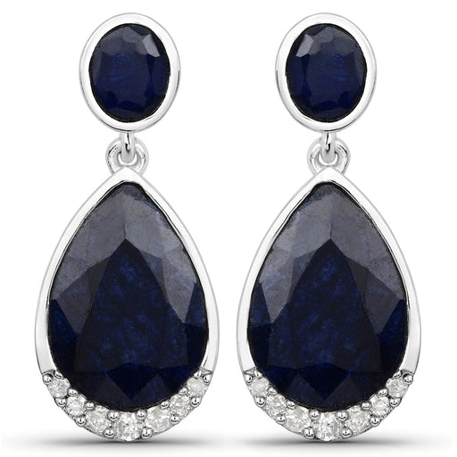Bids.com 7.90 Carat Dyed Sapphire and White Diamond .925 Sterling Silver Earrings Earrings White Smoke
