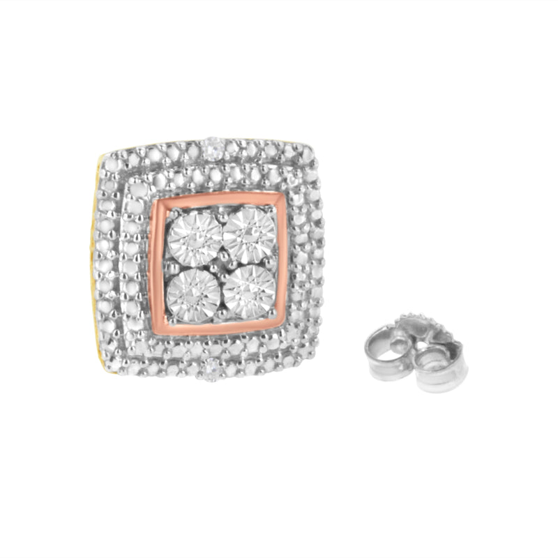Bids.com 10K Yellow, White, and Rose Gold Plated Sterling Silver Diamond Accent Earrings (I-J Clarity, I3 Color) Earrings White Smoke YellowWhiteRose.Sterling Silver / 0.02,White.Sterling Silver / 0.02