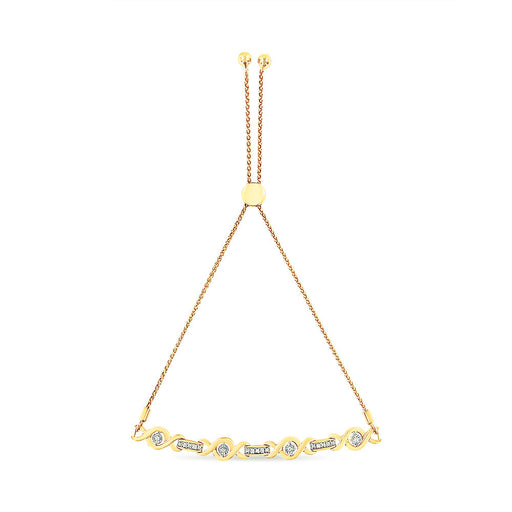 Bids.com 14K Yellow Gold Plated .925 Sterling Silver Channel Set Diamond Accent Twist 4â€-10â€ Adjustable Bolo Bracelet (I-J Color, I3 Clarity) Bracelets White Smoke Yellow.Sterling Silver / 7,Rose.Sterling Silver / 7