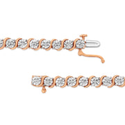 Bids.com 14K Rose Gold Plated .925 Sterling Silver 1/10 Cttw Diamond Round Miracle Plate and "S" Link Tennis Bracelet (I-J Color, I2- I3 Clarity) - 7" Bracelets White Smoke Rose.Sterling Silver / 7,White.Sterling Silver / 7,Yellow.Sterling Silver / 7