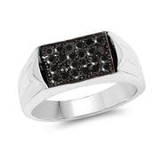 Bids.com 0.42 Carat Genuine Black Diamond .925 Sterling Silver Ring Rings White Smoke size 9.00,size 6.00,size 7.00,size 8.00