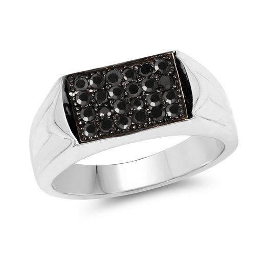 Bids.com 0.42 Carat Genuine Black Diamond .925 Sterling Silver Ring Rings White Smoke size 9.00,size 6.00,size 7.00,size 8.00