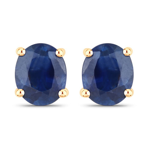 Bids.com 0.68 Carat Genuine Blue Sapphire 14K Yellow Gold Earrings Earrings White Smoke Default Title