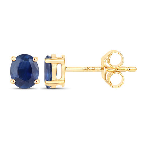 Bids.com 0.68 Carat Genuine Blue Sapphire 14K Yellow Gold Earrings Earrings White Smoke