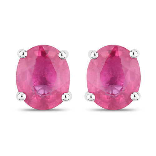 Bids.com 0.60 Carat Genuine Ruby 14K White Gold Earrings Earrings White Smoke Default Title