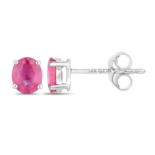 Bids.com 0.60 Carat Genuine Ruby 14K White Gold Earrings Earrings White Smoke