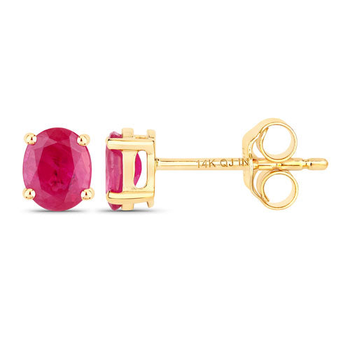 Bids.com 0.60 Carat Genuine Ruby 14K Yellow Gold Earrings Earrings White Smoke