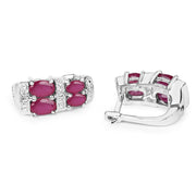 Bids.com 3.20 Carat Glass Filled Ruby .925 Sterling Silver Earrings Earrings White Smoke