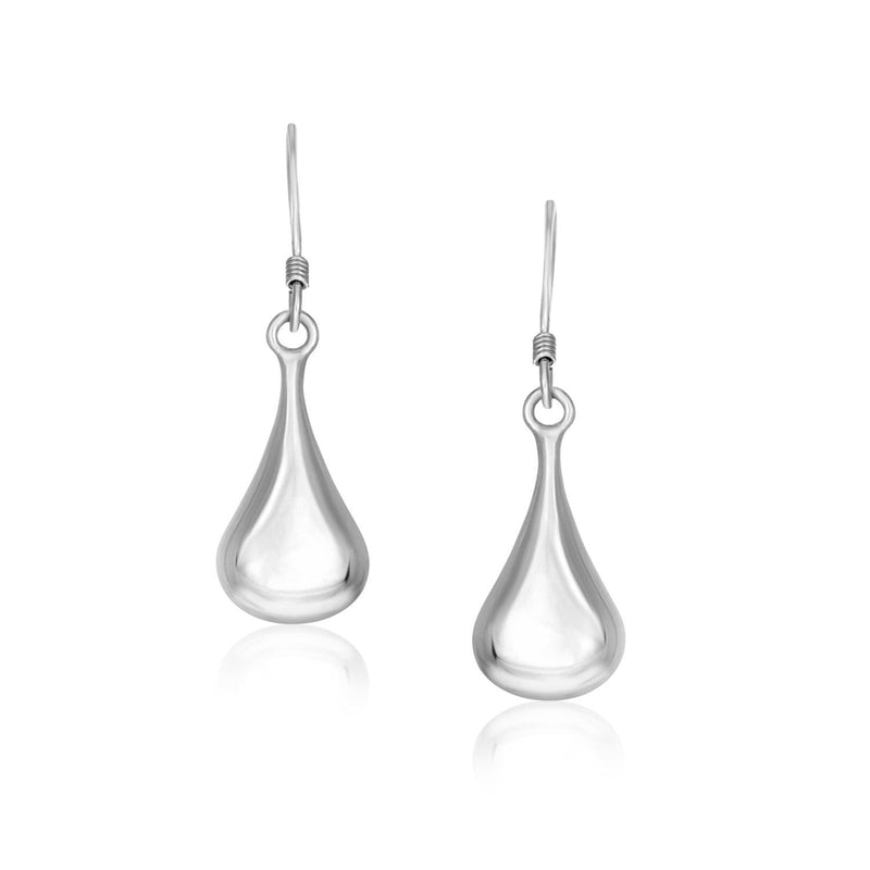 Bids.com Sterling Silver Long Teardrop Shape Puff Drop Earrings Earrings White Smoke Sterling Silver