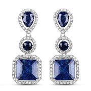 Bids.com 11.62 Carat Dyed Sapphire .925 Sterling Silver Earrings Earrings White Smoke Default Title