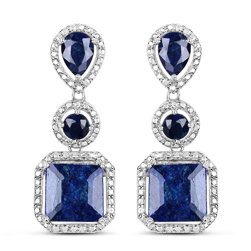 Bids.com 11.62 Carat Dyed Sapphire .925 Sterling Silver Earrings Earrings White Smoke Default Title