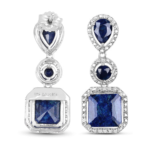 Bids.com 11.62 Carat Dyed Sapphire .925 Sterling Silver Earrings Earrings White Smoke
