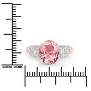 Bids.com 3.11 Carat Genuine Pink Tourmaline and White Diamond 14K Rose Gold Ring Rings White Smoke size 7.00,size 6.00,size 8.00