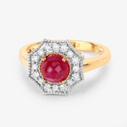 Bids.com 2.01 Carat Genuine Ruby and White Diamond 14K Yellow Gold Ring Rings White Smoke size 6.00,size 7.00,size 8.00,size 9.00