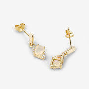Bids.com 0.57 Carat Genuine Ethiopian Opal and White Diamond 14K Yellow Gold Earrings Earrings White Smoke