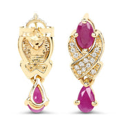 Bids.com 1.12 Carat Genuine Ruby and White Diamond 14K Yellow Gold Earrings Earrings White Smoke