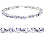 Bids.com 6.00 Carat Genuine Tanzanite .925 Sterling Silver Bracelet Bracelets White Smoke size 7.50,size 7.25,size 7.00,size 8.00