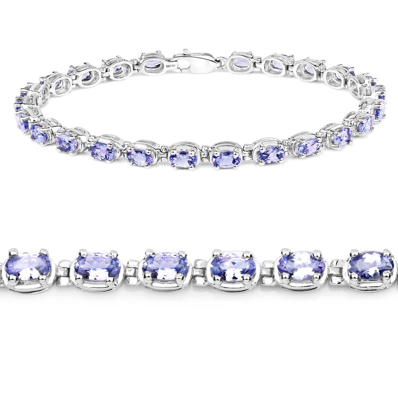 Bids.com 6.00 Carat Genuine Tanzanite .925 Sterling Silver Bracelet Bracelets White Smoke size 7.50,size 7.25,size 7.00,size 8.00