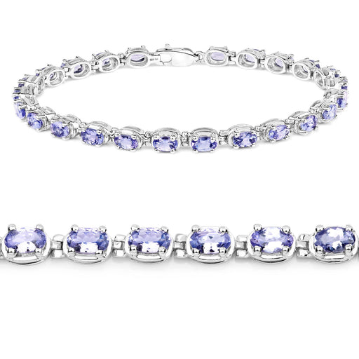 Bids.com 6.00 Carat Genuine Tanzanite .925 Sterling Silver Bracelet Bracelets White Smoke size 7.50,size 7.25,size 7.00,size 8.00
