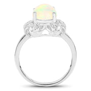 Bids.com 1.73 Carat Genuine Ethiopian Opal & White Topaz .925 Sterling Silver Ring Rings White Smoke size 7.00,size 6.00,size 8.00,size 9.00,size 5.00