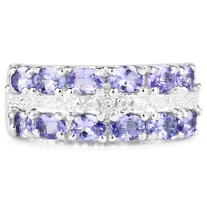 Bids.com 2.05 Carat Genuine Tanzanite and White Topaz .925 Sterling Silver Ring Rings Lavender size 6.00,size 7.00,size 8.00,size 9.00,size 5.00,size 10.00