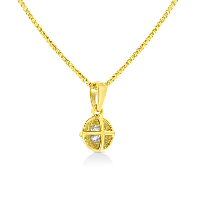 Bids.com 14K Yellow Gold Plated .925 Sterling Silver 1/2 Cttw Brilliant Round Cut Diamond Solitaire Milgrain 18" Pendant Necklace (K-L Color, I2-I3 Clarity) Necklaces White Smoke Yellow.Sterling Silver / 18 / 0.33,Yellow.Sterling Silver / 18 / 0.75,Yellow.Sterling Silver / 18 / 0.5,Yellow.Sterling Silver / 18 / 0.2