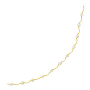 Bids.com 14k Yellow Gold Arc Link Necklace with White Pearls Necklaces White Smoke 17 / Yellow Gold