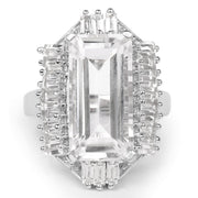 Bids.com 9.77 Carat Genuine Crystal Quartz & White Topaz .925 Sterling Silver Ring Rings White Smoke size 7.00,size 5.00,size 6.00,size 8.00,size 9.00