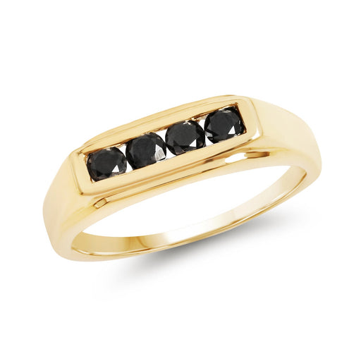 Bids.com 14K Yellow Gold Plated 0.48 Carat Genuine Black Diamond .925 Sterling Silver Ring Rings White Smoke size 9.00,size 9.50,size 10.00,size 6.00,size 7.00,size 8.00