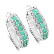Bids.com 3.42 Carat Genuine Emerald and White Diamond .925 Sterling Silver Earrings Earrings White Smoke Default Title