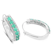 Bids.com 3.42 Carat Genuine Emerald and White Diamond .925 Sterling Silver Earrings Earrings White Smoke
