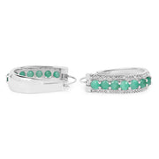 Bids.com 3.42 Carat Genuine Emerald and White Diamond .925 Sterling Silver Earrings Earrings White Smoke