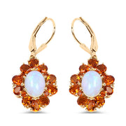 Bids.com 14K Yellow Gold Plated 5.42 Carat Genuine Ethiopian Opal, Citrine and White Topaz .925 Sterling Silver Earrings Earrings White Smoke Default Title