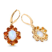 Bids.com 14K Yellow Gold Plated 5.42 Carat Genuine Ethiopian Opal, Citrine and White Topaz .925 Sterling Silver Earrings Earrings White Smoke